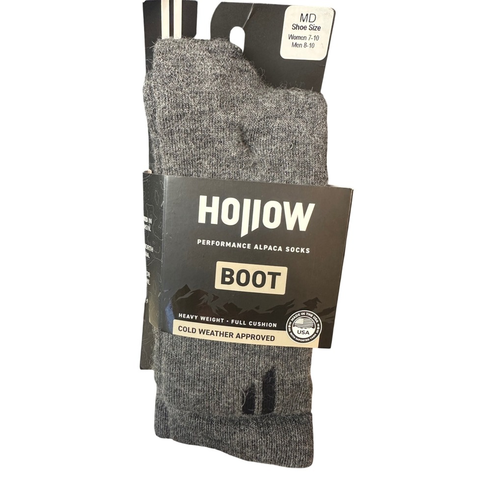 Hollow Performance Alpaca Boot Socks Grey Heavy Weight Full Cushion MD 0435
